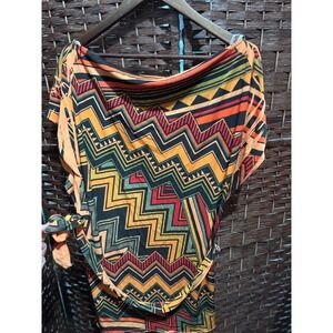 Yummy Plus Size 3X Top Blouse‎ Shirt Chevron Print Boho Festival Multicolor